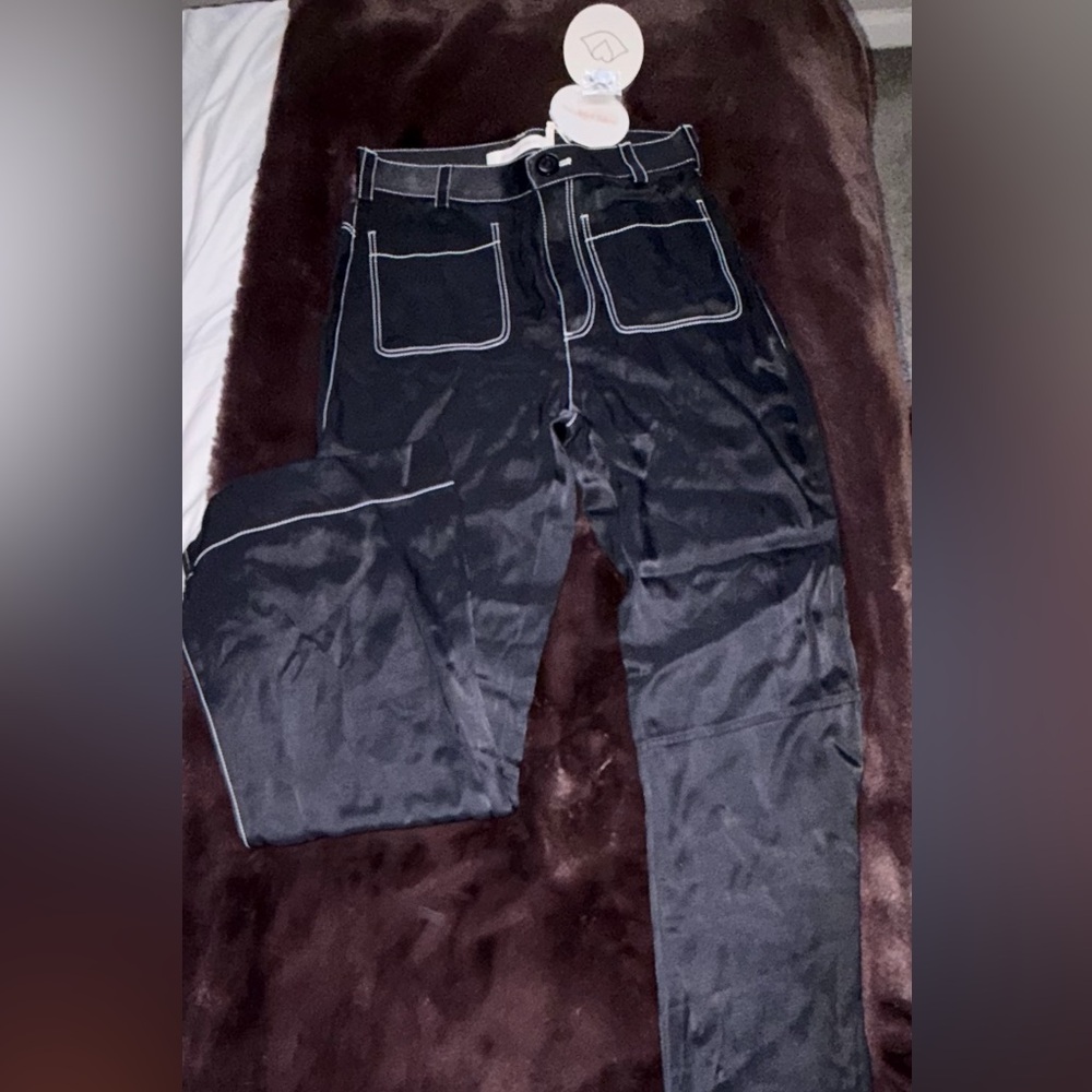 See By Chloe Black Trousers with White Stitching